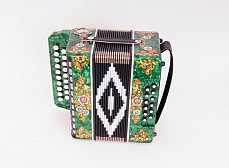 SZ48XL-C-GR Гармонь «Чайка» 19х12-II, зеленая, до мажор, роспись, Шуйская гармонь