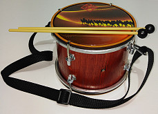 BDD-6-2 Барабан 6, 15х15см, настраиваемый, с палочками и ремнем, коричневый, Мастерская Бехтеревых