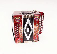 SZ48XL-C-RED Гармонь «Чайка» 19х12-II, красная, до мажор, роспись, Шуйская гармонь